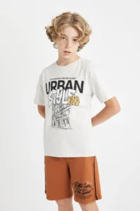 DeFacto Crew Neck Printed Short Sleeve T-Shirt Boy - Image 3
