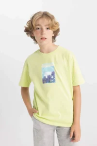 DeFacto Crew Neck Printed Short Sleeve T-Shirt Boy - Image 4