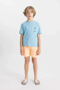 DeFacto Crew Neck Printed Short Sleeve T-Shirt Boy - Image 4