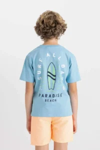 DeFacto Crew Neck Printed Short Sleeve T-Shirt Boy - Image 8
