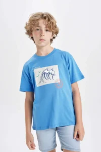 DeFacto Crew Neck Printed Short Sleeve T-Shirt Boy