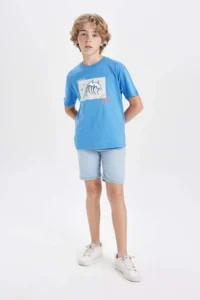 DeFacto Crew Neck Printed Short Sleeve T-Shirt Boy - Image 2