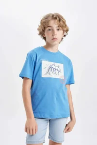 DeFacto Crew Neck Printed Short Sleeve T-Shirt Boy - Image 4