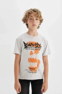 DeFacto Crew Neck Printed Short Sleeve T-Shirt Boy