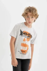 DeFacto Crew Neck Printed Short Sleeve T-Shirt Boy - Image 3