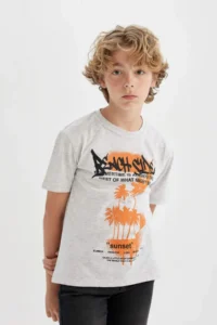 DeFacto Crew Neck Printed Short Sleeve T-Shirt Boy - Image 4