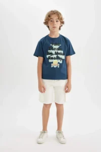 DeFacto Crew Neck Printed Short Sleeve T-Shirt Boy - Image 2