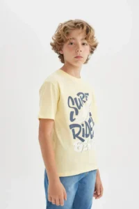 DeFacto Boy's Crew Neck Printed Short Sleeve T-Shirt - Image 3