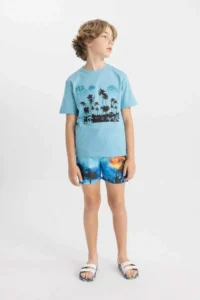 DeFacto Boy's Crew Neck Printed Short Sleeve T-Shirt - Image 3