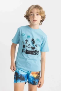 DeFacto Boy's Crew Neck Printed Short Sleeve T-Shirt - Image 4