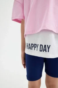 DeFacto Girl's 2-Piece Set Oversize Wide Fit Crew Neck Printed Short Sleeve T-Shirt Strappy Undershirt C4723A - Image 4