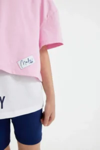 DeFacto Girl's 2-Piece Set Oversize Wide Fit Crew Neck Printed Short Sleeve T-Shirt Strappy Undershirt C4723A - Image 5