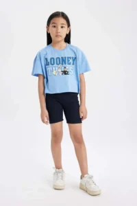 DeFacto Girl's Looney Tunes Crew Neck Short Sleeve Crop T-Shirt - Image 2