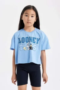 DeFacto Girl's Looney Tunes Crew Neck Short Sleeve Crop T-Shirt - Image 3