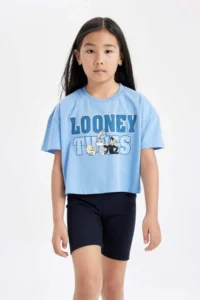 DeFacto Girl's Looney Tunes Crew Neck Short Sleeve Crop T-Shirt - Image 4
