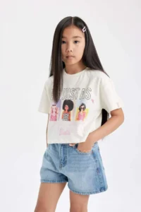DeFacto Barbie Crew Neck Short Sleeve T-Shirt Girls - Image 3