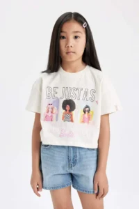 DeFacto Barbie Crew Neck Short Sleeve T-Shirt Girls - Image 4