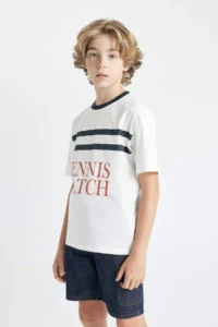 DeFacto Oversize Wide Fit Crew Neck Printed Short Sleeve T-Shirt Boy