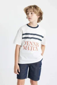 DeFacto Oversize Wide Fit Crew Neck Printed Short Sleeve T-Shirt Boy - Image 4