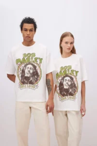 DeFacto Unisex Bob Marley One Love Oversize Wide Fit Crew Neck Short Sleeve T-Shirt
