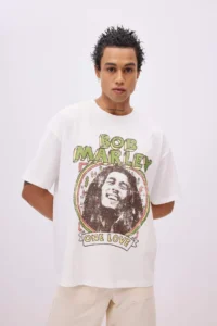 DeFacto Unisex Bob Marley One Love Oversize Wide Fit Crew Neck Short Sleeve T-Shirt - Image 6
