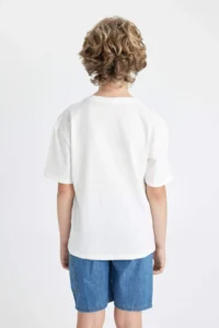 DeFacto Oversize Wide Fit Crew Neck Embroidered Short Sleeve T-Shirt Boy - Image 6
