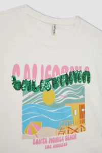 DeFacto Boxy Fit Crew Neck Tropical Patterned Short Sleeve T-Shirt Girls - Image 8