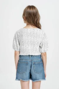 DeFacto Relax Fit Crinkle Fabric Short Sleeve T-Shirt Girls - Image 5