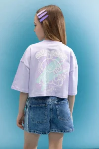 DeFacto Crew Neck Crop Glow in the Dark Printed Short Sleeve T-Shirt Girls - Image 4
