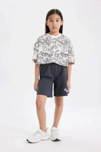 DeFacto Crew Neck Crop Glow in the Dark Printed Short Sleeve T-Shirt Girls - Image 5