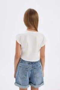 DeFacto Slim Fit Narrow Cut Crew Neck Ribbed Camisole Short Sleeve T-Shirt Girl Child - Image 6