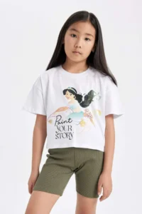 DeFacto Disney Princess Crew Neck Short Sleeve T-Shirt Girls - Image 3