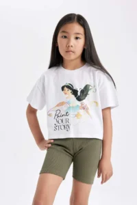 DeFacto Disney Princess Crew Neck Short Sleeve T-Shirt Girls - Image 4
