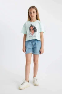 DeFacto Disney Princess Crew Neck Short Sleeve T-Shirt Girls - Image 2