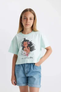 DeFacto Disney Princess Crew Neck Short Sleeve T-Shirt Girls - Image 3
