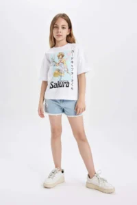 DeFacto Printed Oversize Wide Fit Short Sleeve T-Shirt Girls - Image 2