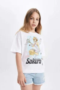 DeFacto Printed Oversize Wide Fit Short Sleeve T-Shirt Girls - Image 3