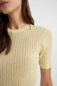 DeFacto Crew Neck Ribbed Short Sleeve Knitwear T-Shirt - Image 3
