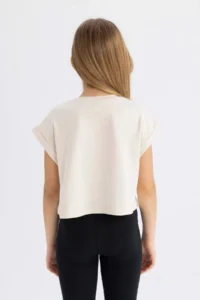 DeFacto Crew Neck Printed Short Sleeve T-Shirt Girls - Image 6