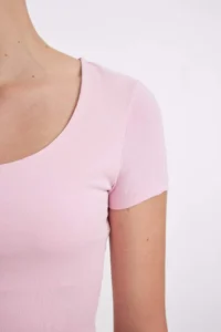 DeFacto Fitted U Neck Basic Plain Short Sleeve T-Shirt - Image 4