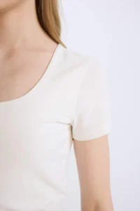 DeFacto Fitted U-Neck Short Sleeve T-Shirt - Image 5