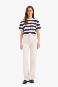 DeFacto Boxy Fit Striped Crew Neck Basic Short Sleeve T-Shirt C6198ax24sm - Image 2