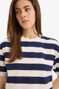 DeFacto Boxy Fit Striped Crew Neck Basic Short Sleeve T-Shirt C6198ax24sm - Image 4