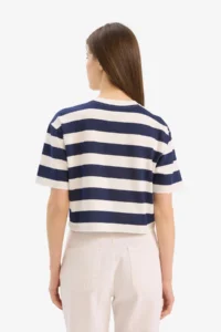 DeFacto Boxy Fit Striped Crew Neck Basic Short Sleeve T-Shirt C6198ax24sm - Image 5