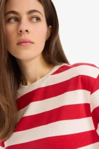 DeFacto Boxy Fit Crew Neck Striped Short Sleeve T-Shirt - Image 4