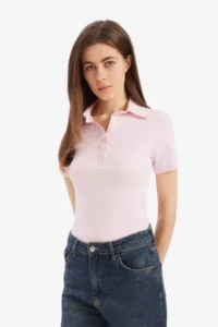 DeFacto Slim Fit Slim Fit Polo Neck Ribbed Camisole Short Sleeve T-Shirt C6249ax25sp - Image 4