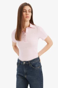 DeFacto Slim Fit Slim Fit Polo Neck Ribbed Camisole Short Sleeve T-Shirt C6249ax25sp - Image 5
