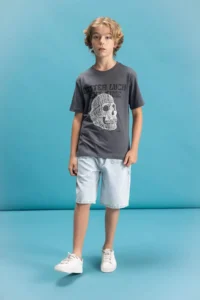 DeFacto Crew Neck Color Changing Printed Short Sleeve T-Shirt Boys - Image 2