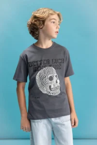 DeFacto Crew Neck Color Changing Printed Short Sleeve T-Shirt Boys - Image 3