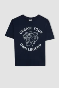 DeFacto Boy's Crew Neck Color Changing Printed Short Sleeve T-Shirt - Image 3